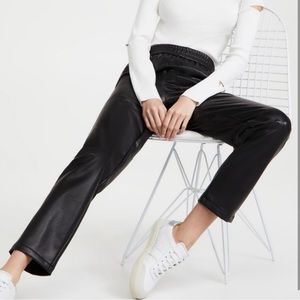 Maison d’Amelie Paris Black Faux Leather High Rise Cropped Pants Size 14
